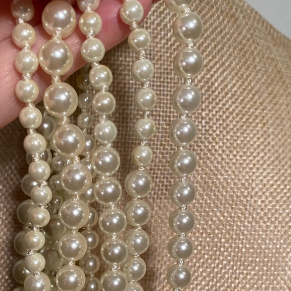 Vintage J Crew 5 Strand Twisted Hammock Necklace With Simulated Pearls. - Picture 7 of 7
